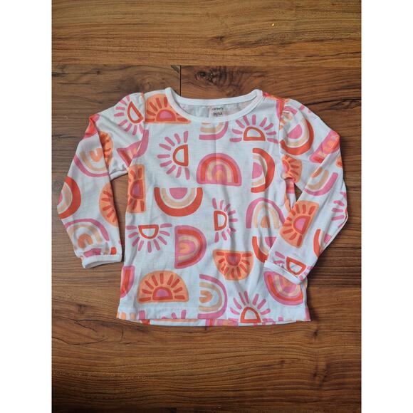 Carter's Other - Carter's Shirt Girls Sized 3T Boho Rainbow Long Sleeve Crew Neck White Pink 8237